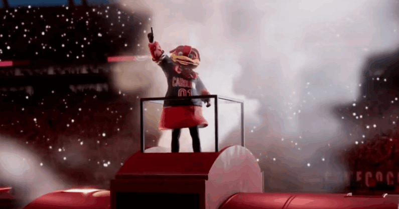 South Carolina mascot Cocky in EA Sports College Football 26. Photo credit: EA Sports | @EASPORTSCollege on Twitter/X
